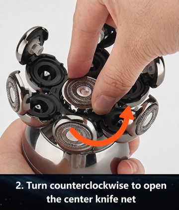 Turn counterclockwise to open the center knife net