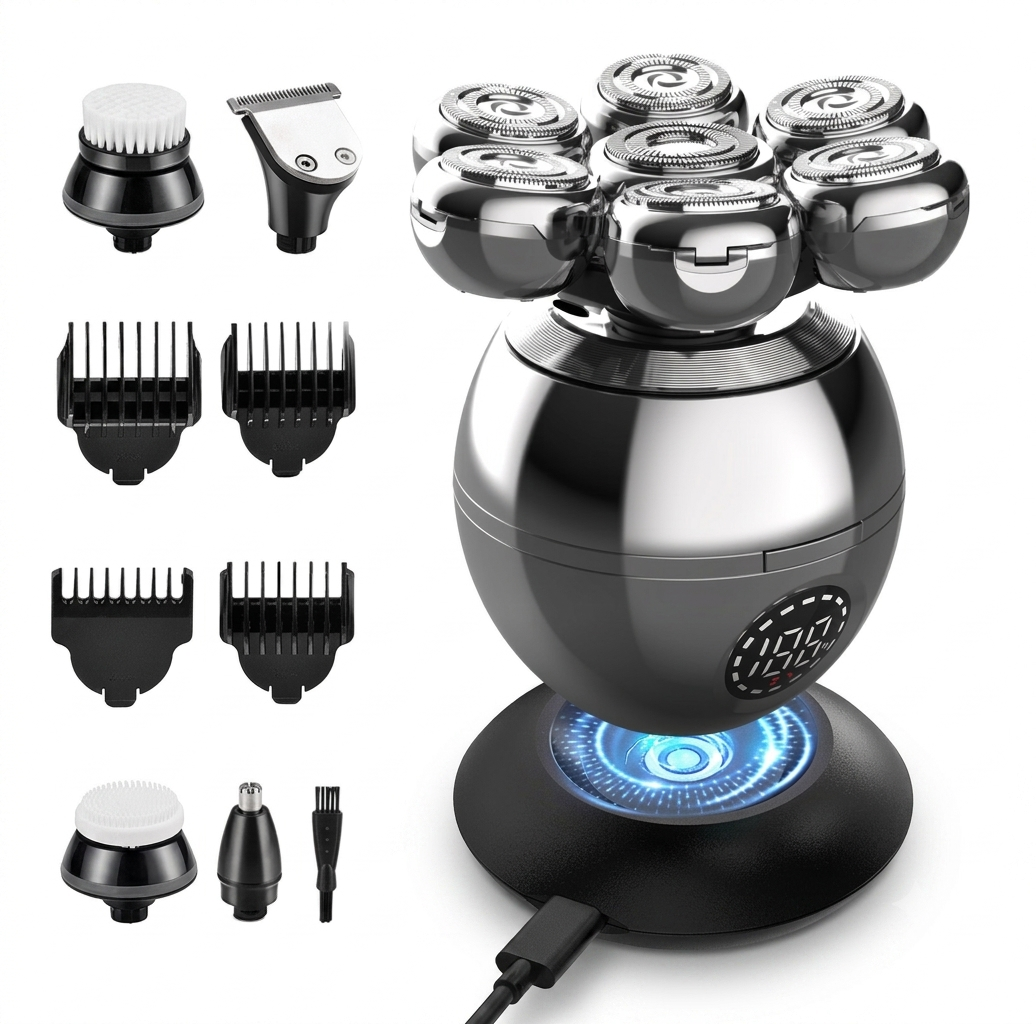 VELTIS AllGroom Pro with interchangeable trimming guides and grooming attachments